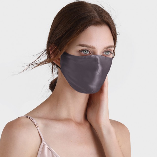 Slate Gray & Black Double-Sided 22 Momme Silk Face Mask Canada Slate Gray & Black Double-Sided 22 Momme Silk Face Mask Canada