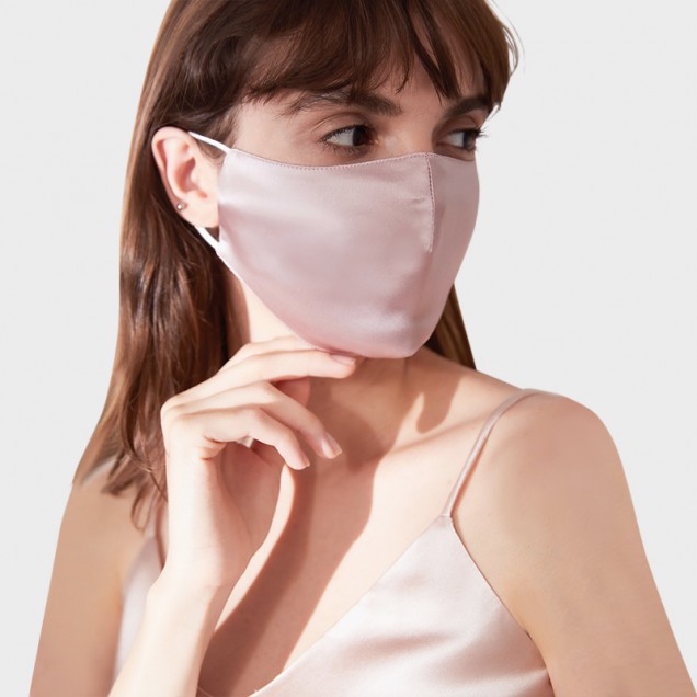 Suede Rose & White Double-Sided 22 Momme Silk Face Mask Canada