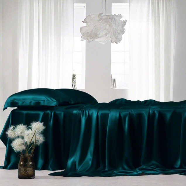 Teal 22 Momme Mulberry Silk Sheet Set Canada Teal 22 Momme Mulberry Silk Sheet Set Canada