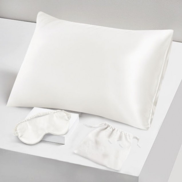 Two Piece Silk Gift Set Ivory Pillowcase & Eye Mask Canada Two Piece Silk Gift Set Ivory Pillowcase & Eye Mask Canada