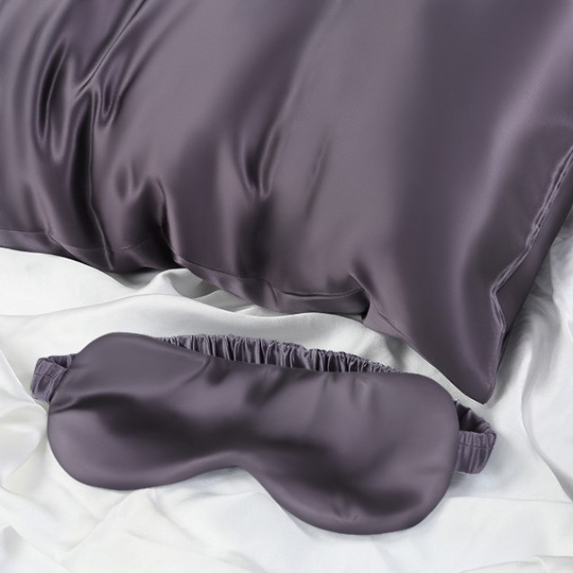 Two Piece Silk Gift Set Slate Gray Pillowcase & Eye Mask Canada Two Piece Silk Gift Set Slate Gray Pillowcase & Eye Mask Canada