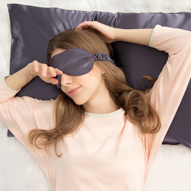 Two Piece Silk Gift Set Slate Gray Pillowcase & Eye Mask Canada Two Piece Silk Gift Set Slate Gray Pillowcase & Eye Mask Canada