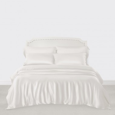 White 3 PCS 22 Momme Mulberry Silk Duvet Cover Set Canada