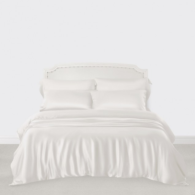 White 3 PCS 22 Momme Mulberry Silk Duvet Cover Set Canada White 3 PCS 22 Momme Mulberry Silk Duvet Cover Set Canada